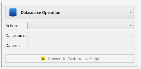 Picture showing options available with Datasource Operation selected in the Event Builder pop-up.